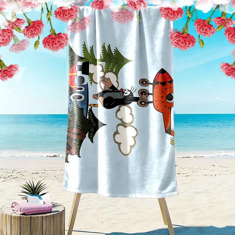 Krtek The Little Mole Print Beach Towel, Large Soft Quick Dry Towel for Beach Camping Swimming