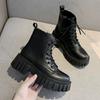 Autumn Winter New Soft Leather Ankle Boots Ladies Shoes Platform Lace Up Chelsea Black White Short Botas Thick Heeled Botines
