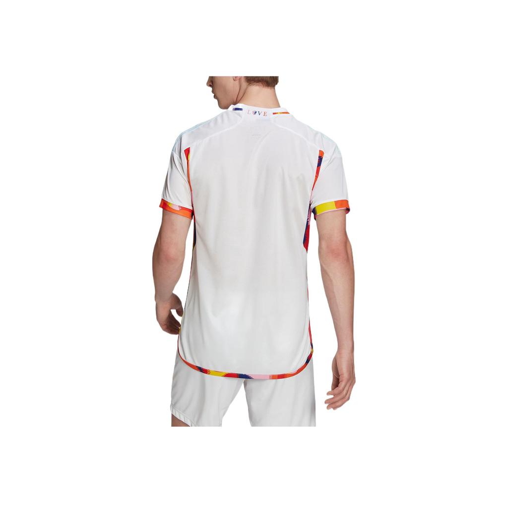 Adidas 2022 Qatar World Cup Belgium Team Away Fan Edition Short-Sleeve Soccer Jersey Men Tops White HK5034