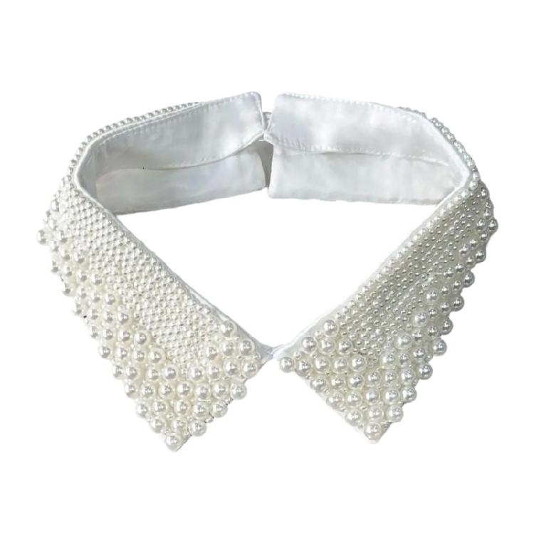 Fashion Jeweled Detachable Collar Luxurious Pearls Shawl Versatile Lapel Detachable Collar Shawl for Dress Shirt
