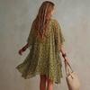 Women's Leopard Print V-Neck Loose Fit Beach Cover Up Dress for Summer Vacation
