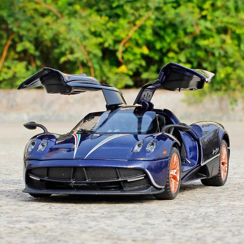 Pagani Huayra Dinastia Supercar Simulation Druckguss- und Spielzeugfahrzeuge Geräusche und Licht Rückziehauto 1:32 Legierungskollektionsmodell