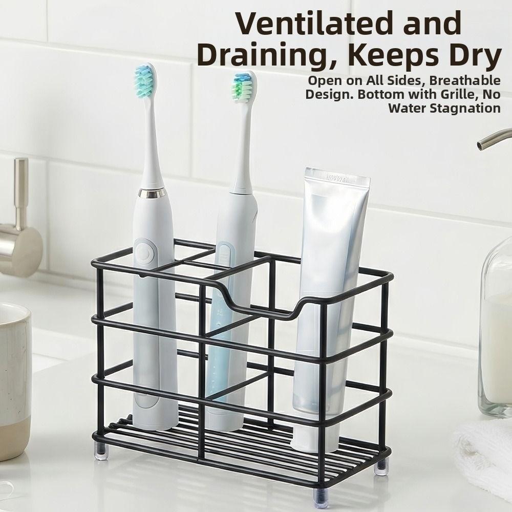 Non-Slip Metal Toothbrush Holder Stable Countertop Storage Rack  Bathroom Accessories