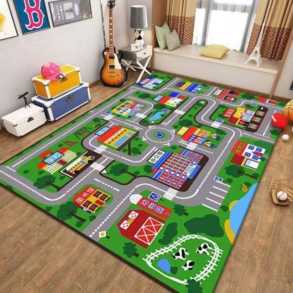 Floor Mat Crawling Traffic Game Mat Soft Toddler Crawling Road Carpet Road Traffic Route Mat  Baby