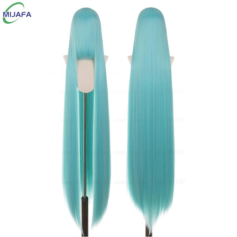 700g Alta Qualità 59" 150cm Lunga Dritta Parrucca Cosplay Con Frangia Biondo Marrone Rosso Verde Blu Resistente al Calore Colori Capelli Parrucche Anime
