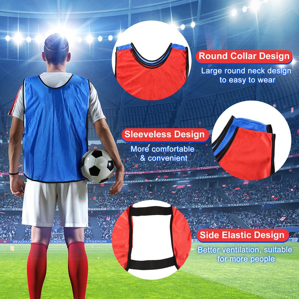 Scrimmage Vest 24pcs Soccer Pennies Soccer Jersey Training Vests Team Sports Pinnies Youth Football Practice Jerseys for Adults