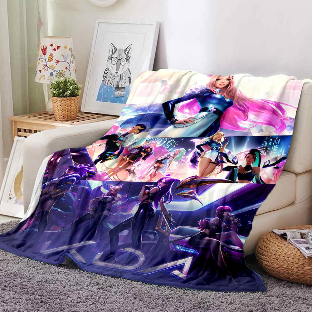1pc Blanket - LOL-KDA kaisa ahri akali Print Design,Lightweight Blanket for Sofa,Bed- Soft &Warm,Gift for All Seasons