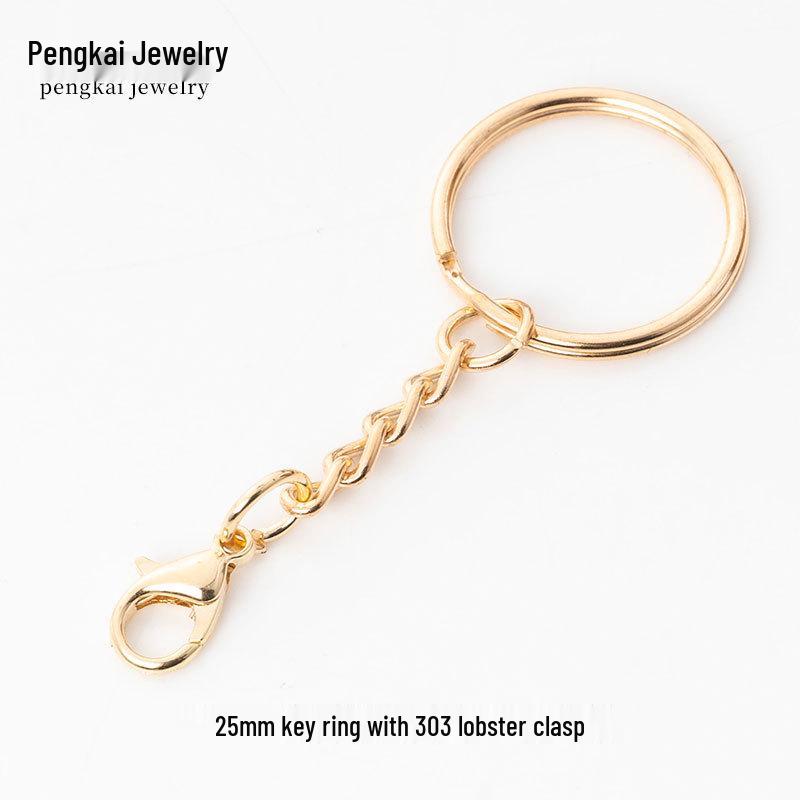 DIY Jewelry Accessories: KC Gold Four-Section Chain Keyring for Handmade Keychains