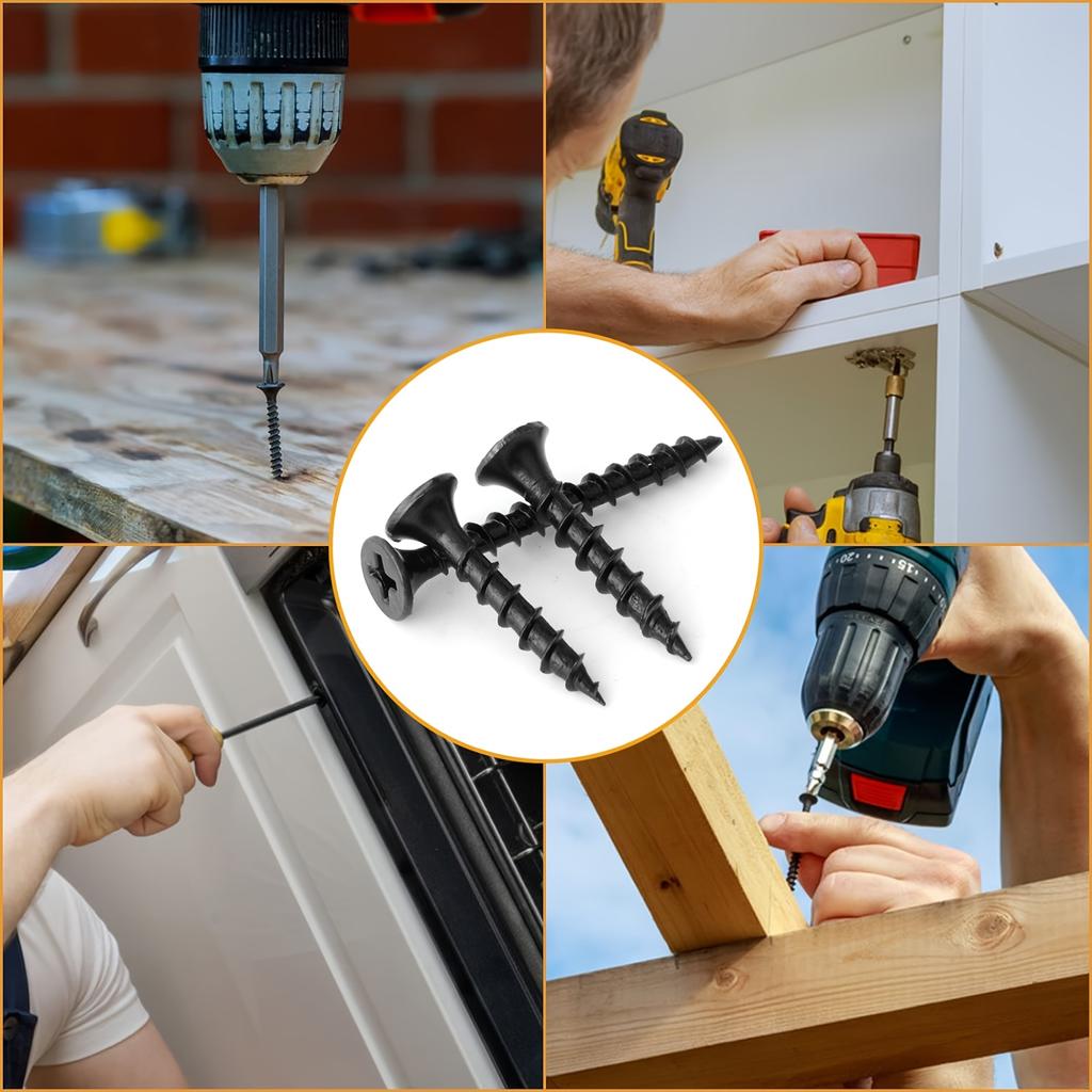 205 ks #7 Prémiové sádrokartonářské šrouby - Kvalitní uhlíková ocel, Samovrtné s křížovou drážkou, Sortimentní sada 8 velikostí