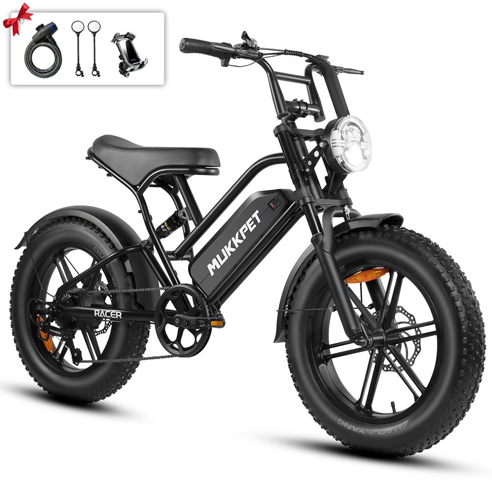 Mountain Bike Elettrica Motore 250W Ruote Grasse 20" Full Ammortizzata Bicicletta Elettrica per Adulti 48V 18Ah Freni a Doppio Disco 7 Velocità Velocità Massima 25Km/h