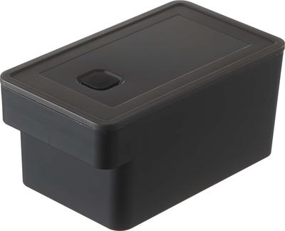 Yamazaki Jitsugyo 7708 Sealed Food Container with Handle, Black, Approx. W10 X D17.8 X H8.4cm, Tower with Bubble