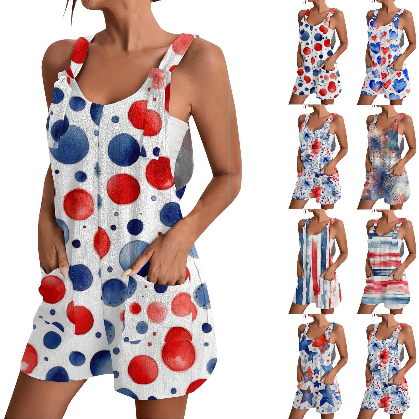 

Women s Summer Jumpsuit Shorts Independence Day Fashion Casual Jumpsuit