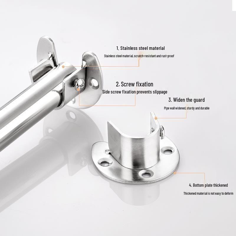 Robuste Kleiderstangenhalterung aus Edelstahl, 16-32 mm Rundrohr, Verdeckte U-Form-Basis.
