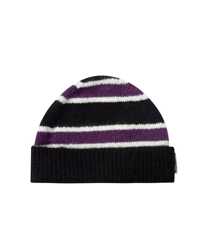 THEVINYLHOUSE Mohair Striped Beanie Purple (Vh2Dfuab23A)