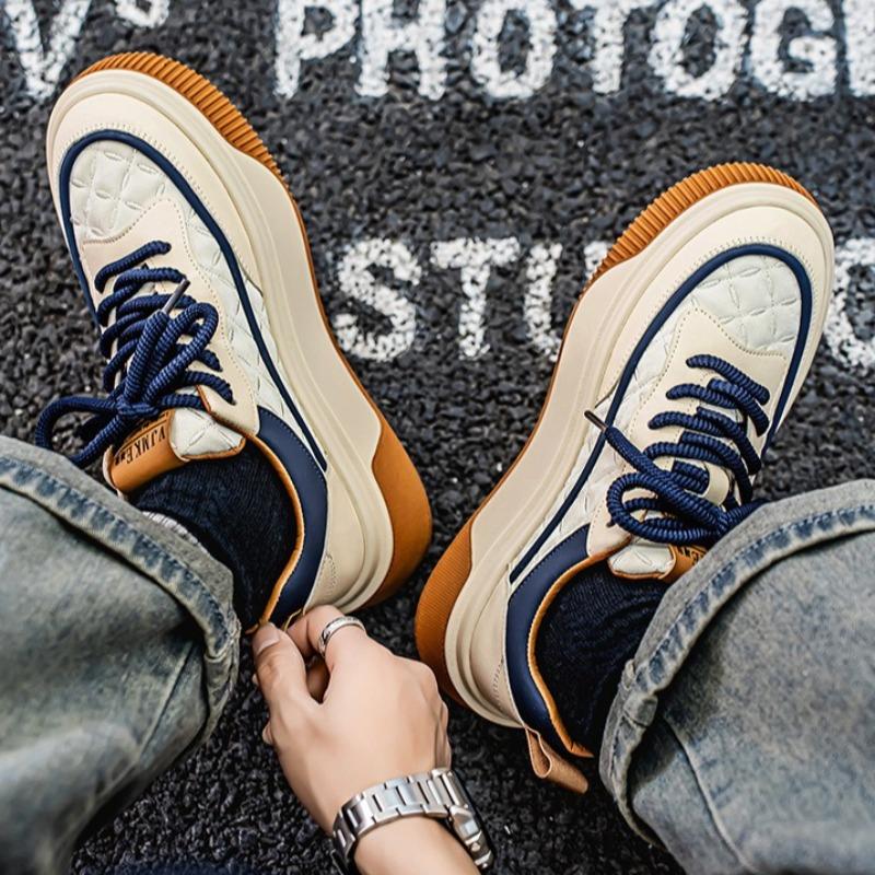 Fashion Shoes for Men High-quality Four-season Leather Sneaker Surface Waterproof Platform Board Shoe Fashion Men Shoe Zapatillas Hombre