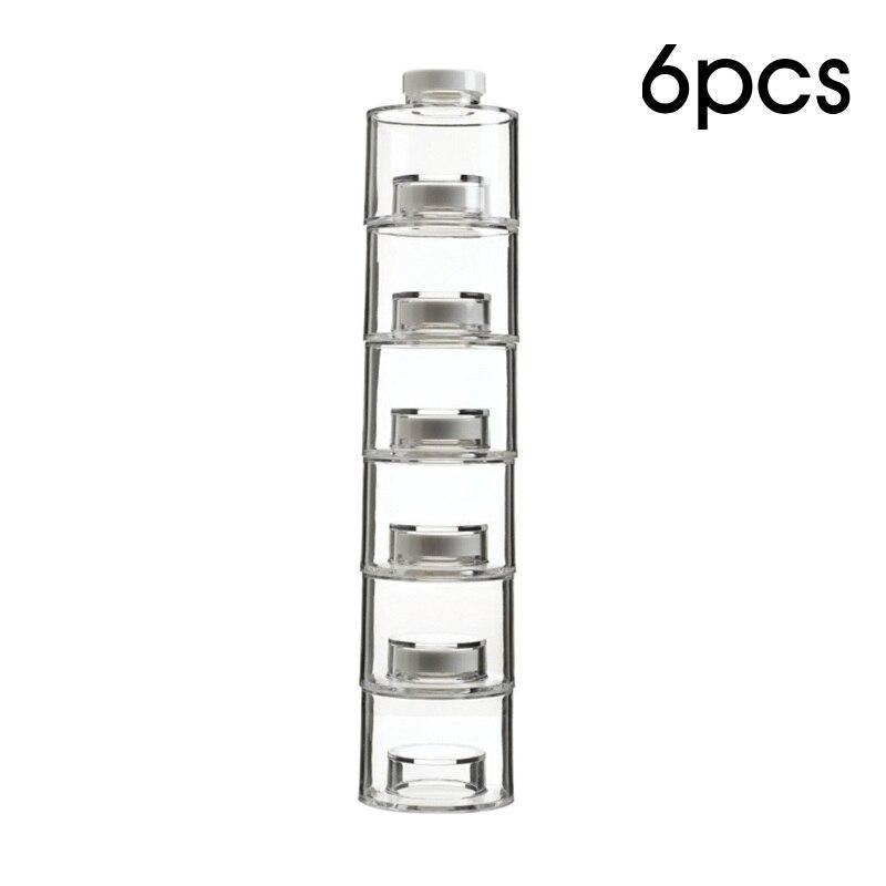 6Pcs/Set Spice Jar Pepper Shaker Box Spice Tower Herb & Spice Tools Transparent Seasoning Cans Kitchen Rack Condiment Bottles. Light Grey