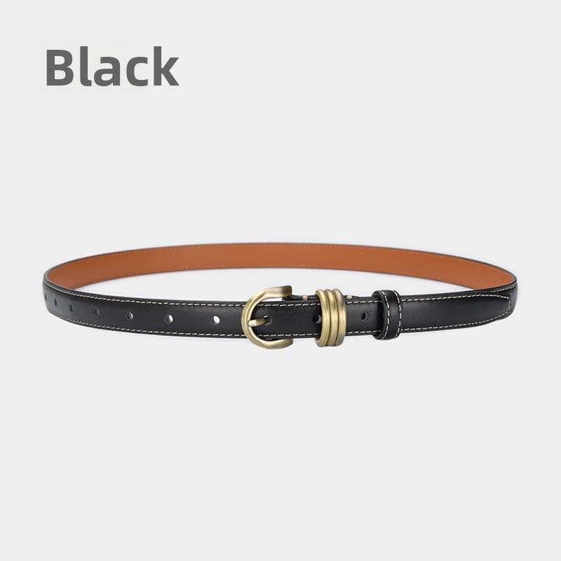 

First layer cowhide retro pin buckle thin belt female korean xiaoxi decorative jeans belt 105cm