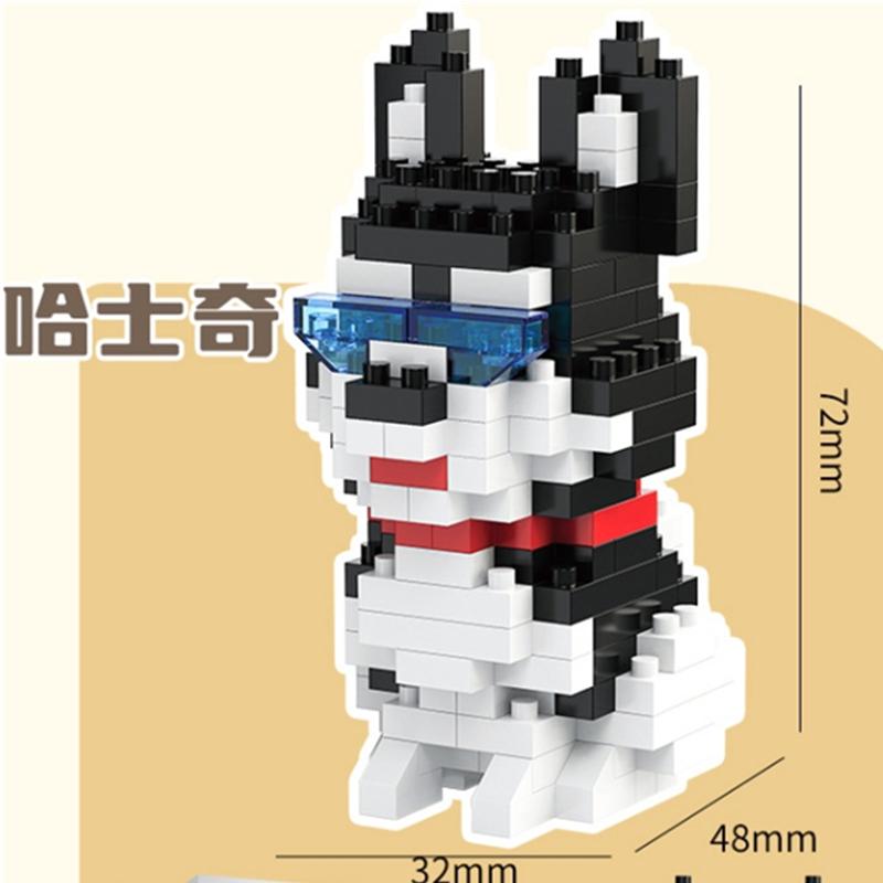 NEW DIY Cute Dog Shiba Inu Fado Husky Teddy Schnauzer Golden Retriever Pets Building Blocks Kit Bricks Model Kids Toy