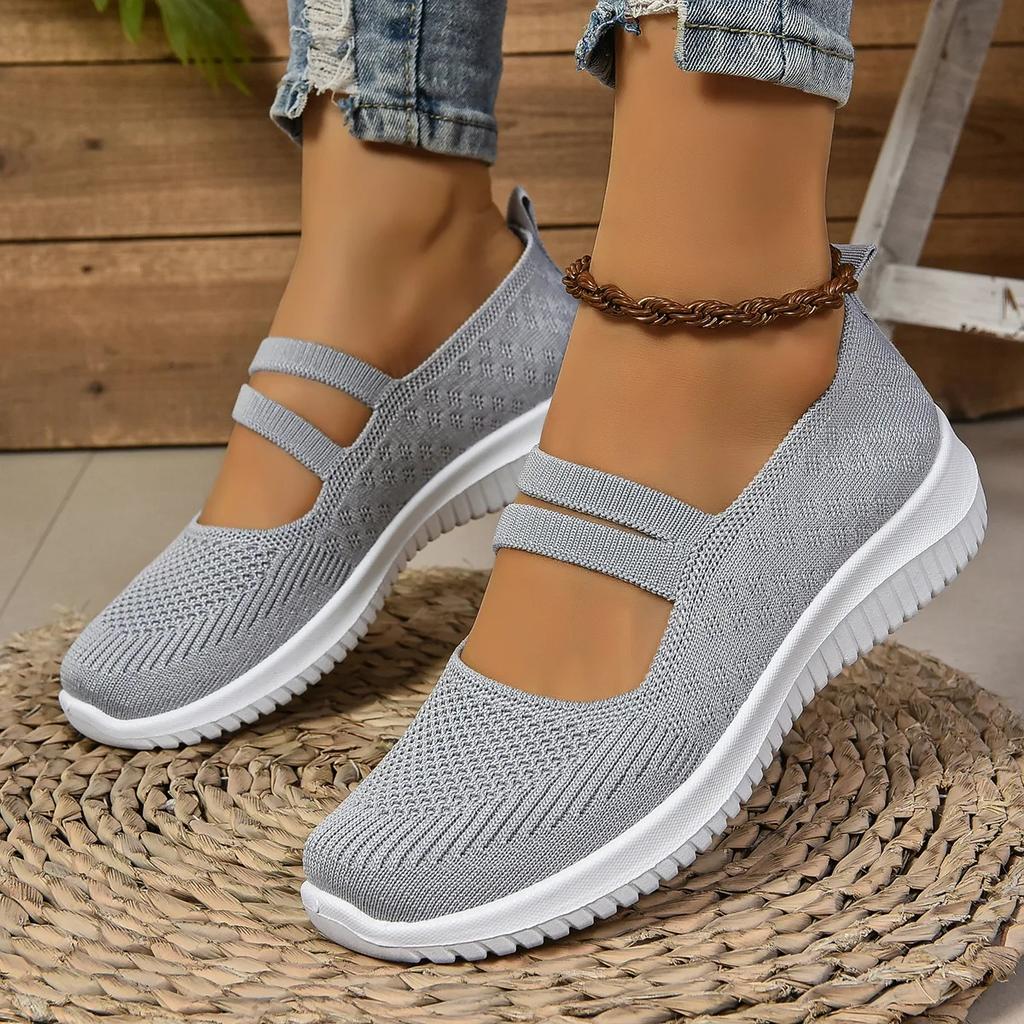 Lässige Damenschuhe 2025 Neuer Stil Ein-Schritt Gewebte Mama-Schuhe Niedriger Absatz Synthetisches Innenmaterial Rutschfeste Gummisohle