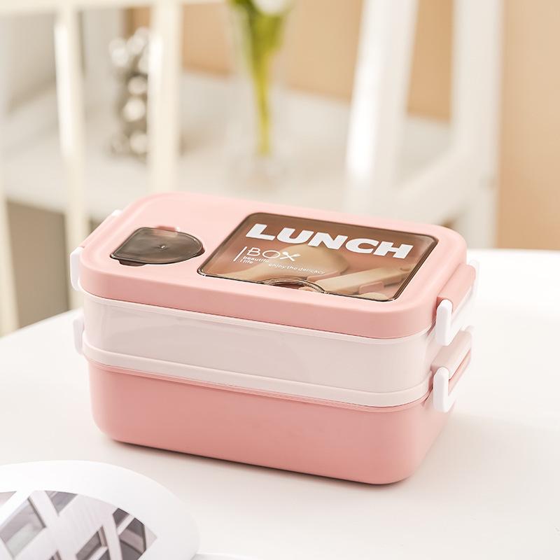 Microwavable Japanese-Style Wheat Straw Lunch Box Set with Compartments for Students and Office Workers