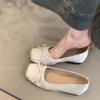 French Small Square Head Inner Height Increase Ballet Shoes Women's 2025 New Shallow Mouth Shoes Bow Flat Sole Shoes