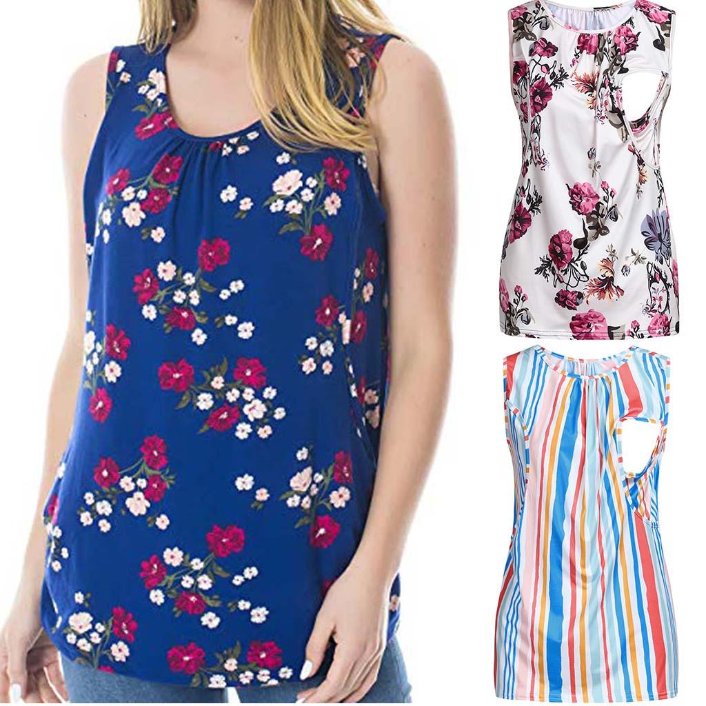 Buy Women's Maternity Floral Nursing Top Sleeveless Comfy Breastfeeding