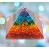 Resin Medium Size Multicolor Set of 1 Seven Chakra Multi Stone Orgone Crystal Pyramid for Reiki Healing, Vastu Correction, Meditation, Aura Cleaning