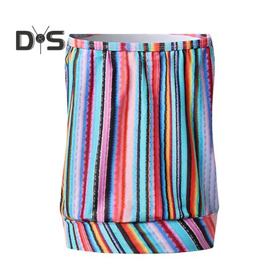 2 buc/Set Set Costum de Baie Femei Bandeau Fără Mâneci Imprimeu în Dungi Topuri de Înot Pantaloni de Baie cu Talie Înaltă Set Articole de Plajă