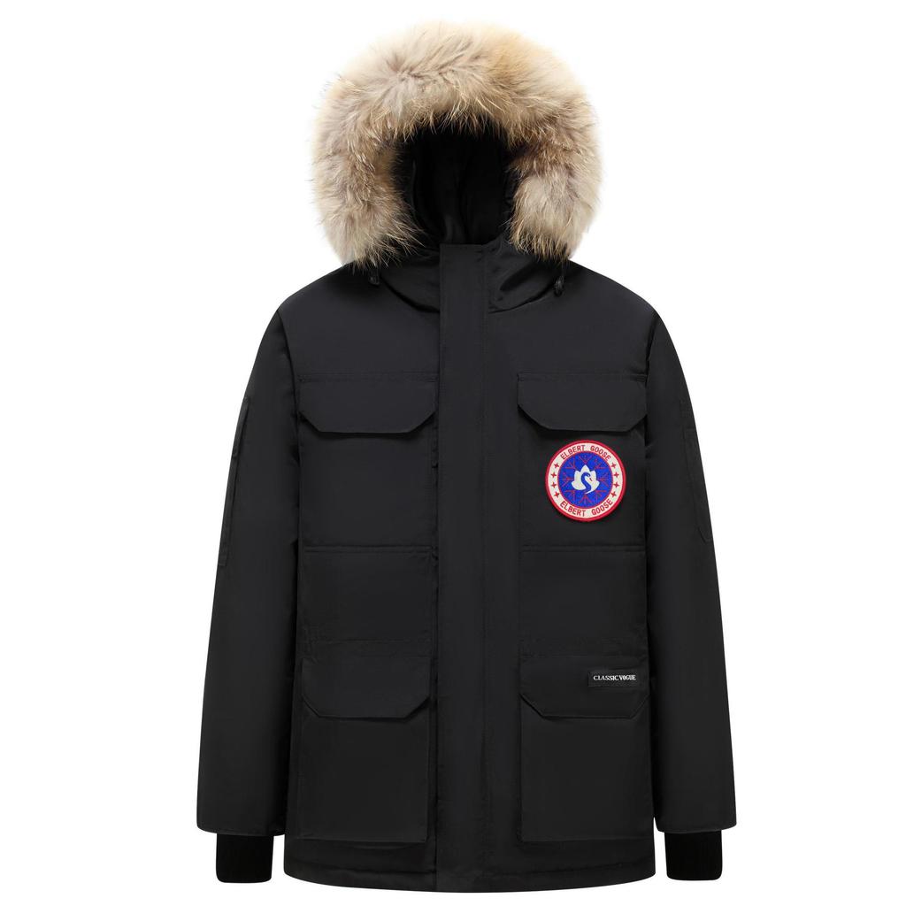 Men's Expedition-Style Goose Down Parka – Winter Windproof with Belt