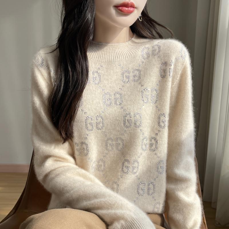 Damen Kaschmirpullover Qinghe Kaschmir 30% Kaschmir 70% Wolle Herbst- und Winterpullover warm und modisch