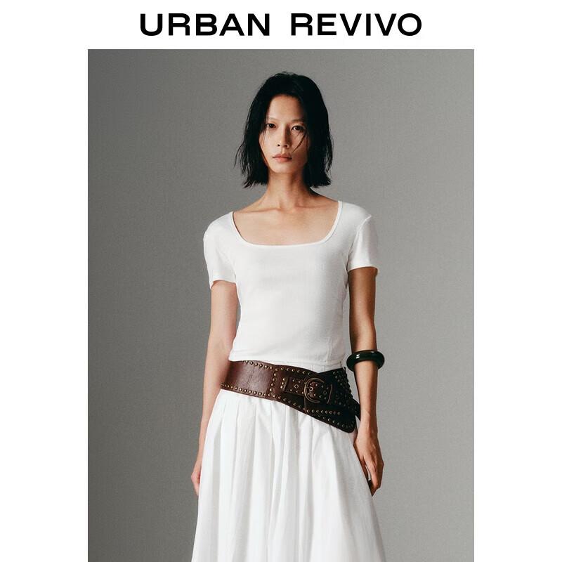 UR 2025 Women s Slim Fit Cross Hollow-Out Short Sleeve T-Shirt M