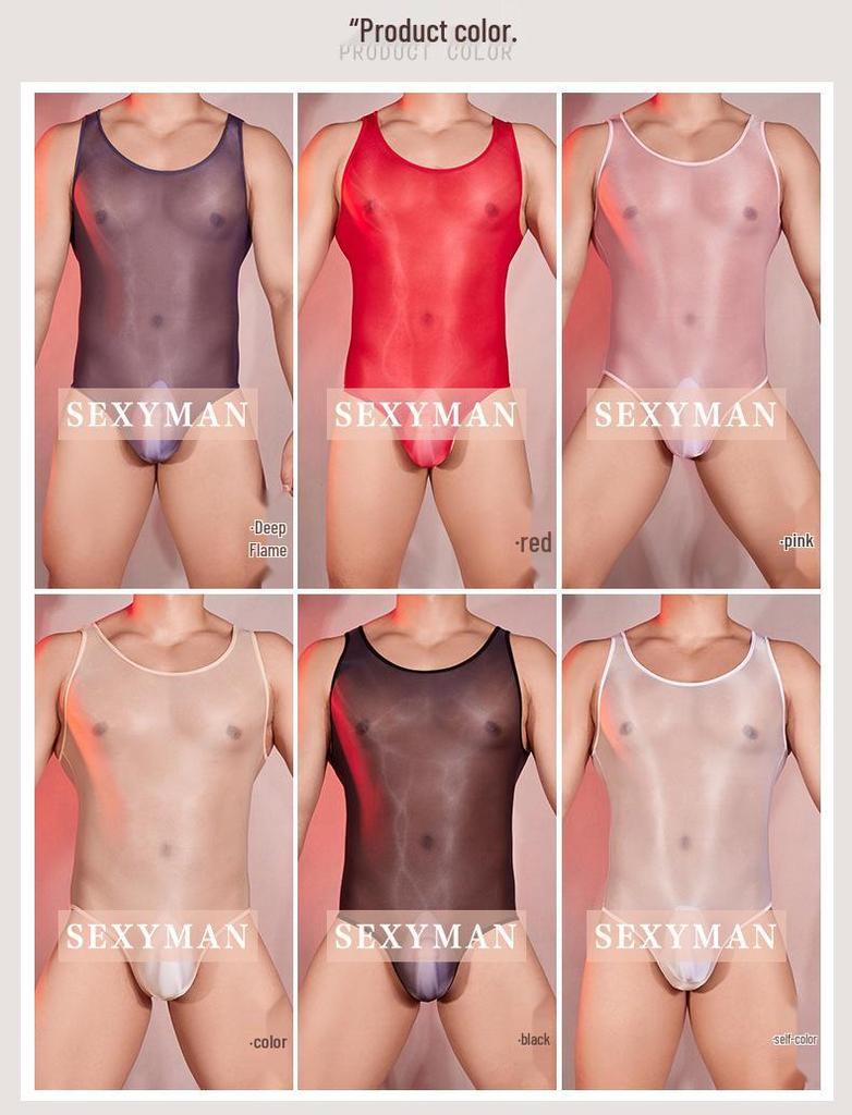 Lust's Temptation Men's High-Elastic Transparent Erotic Bodysuit
