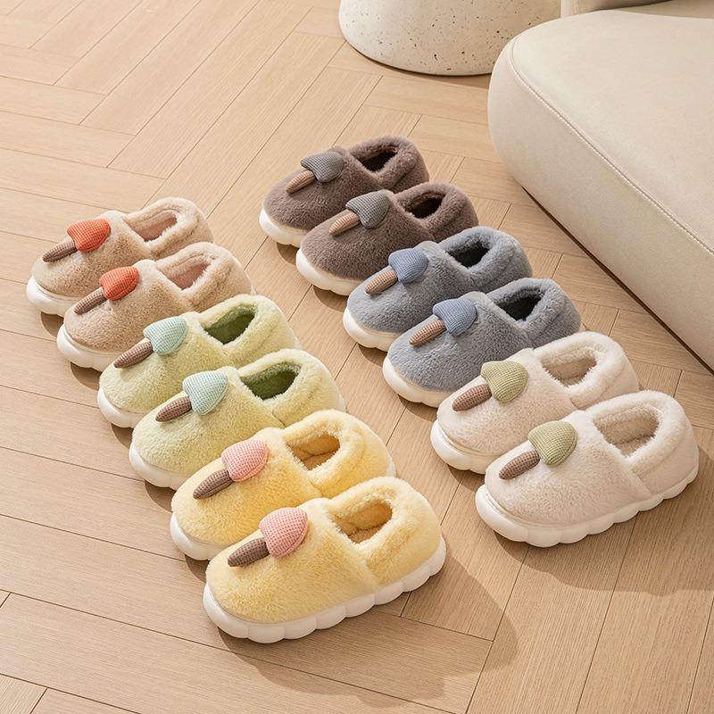Mushroom shoes cotton slippers women autumn and winter indoor home dormitory non-slip warm cute plush bag heel cotton shoes