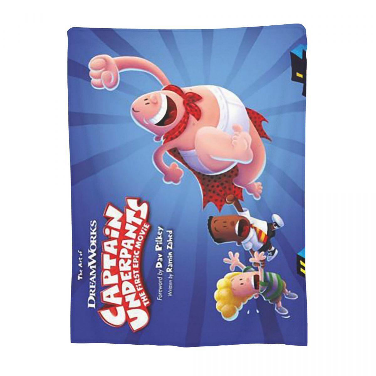 Captain Underpants - Comic Cartoon Blankets Soft Warm Flannel Throw Blanket Cover for Bed Living room Picnic Travel Home Couch Size: 75*100cm, Weight: 230 GSM