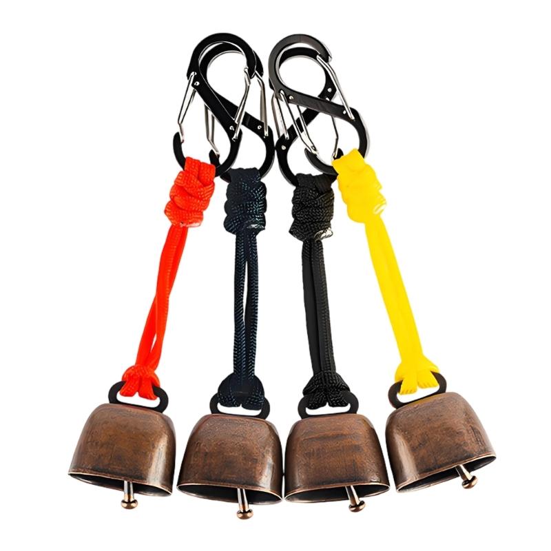 Outdoor Bear Bells Metal Loud Hiking Bells Pendant Keychains with Carabiner Hook for Hiking Camping And Pet Tracking