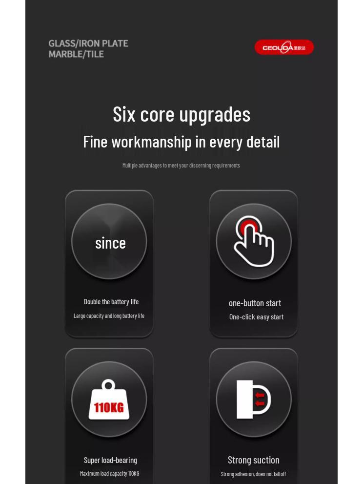 Heavy-Duty Lithium Vacuum Suction Device for Tile, Floor, and Glass