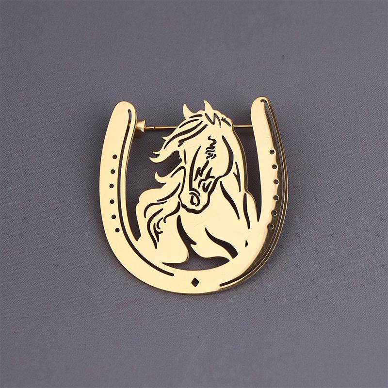 Broche Ferradura Estilo Ocidental Vazado Cavalo Pin de Metal Embelezamento Mochila Jeans Pins Casuais para Exterior Acessório 1 Peça