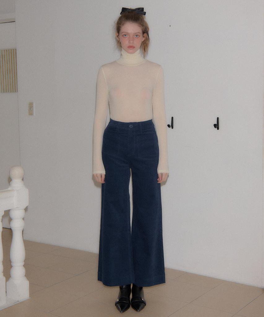 SALON DE YOHN Corduroy Wide Pants_ Deep Blue