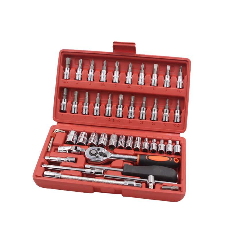 46-Piece Small Flying Socket Set with 1/4 Hex Ratchet Wrench for Car Repair & Multifunctional Use