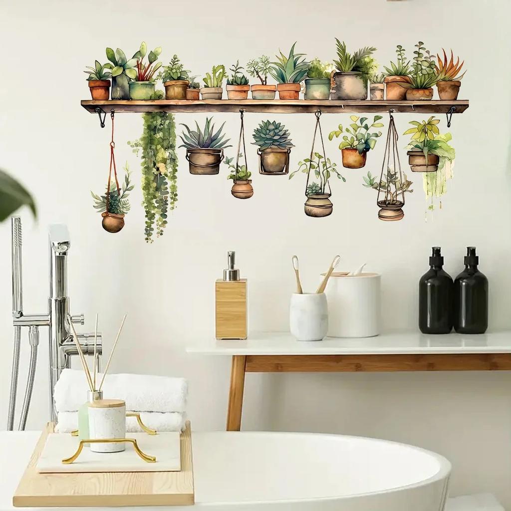Flower Shelf Potted Furniture Wall Stickers Home Decor Living Room Bedroom Decoration Decals