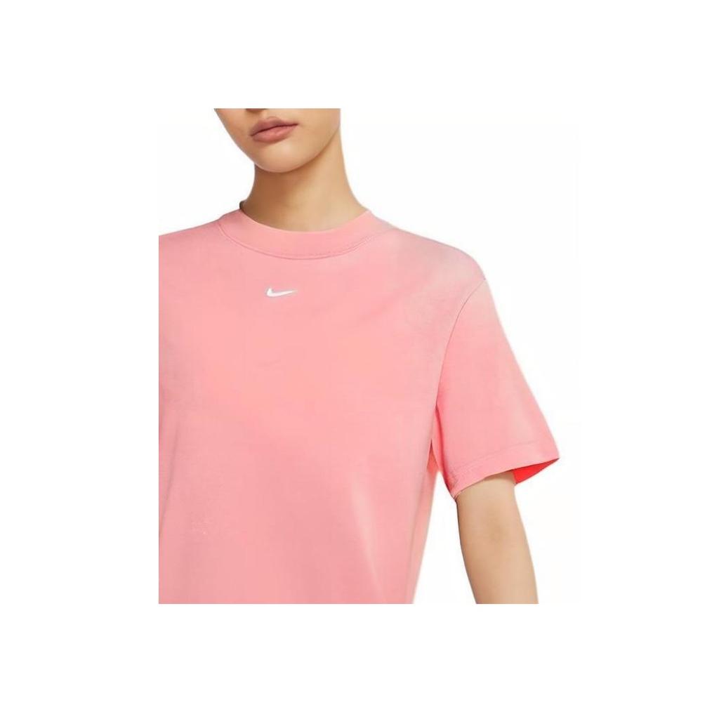 Nike Solid Color Logo Embroidered Round Neck Breathable Short Sleeve T-Shirt Women Tops Pink DH4256-631