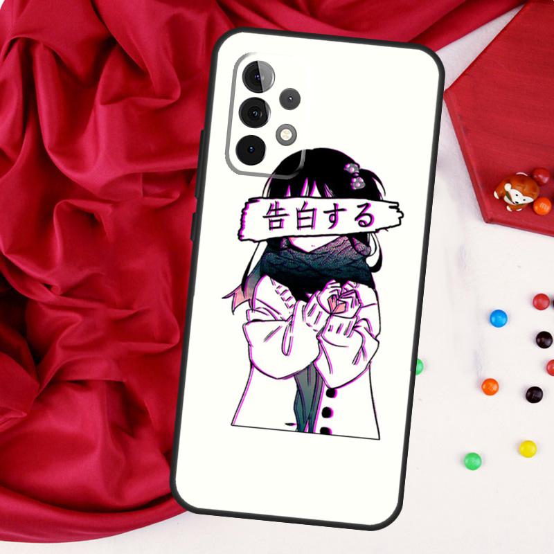 Sad Japanese Aesthetic Art For Samsung Galaxy A56 A36 A26 A16 A05 A06 A22 A32 A52 A54 A34 A14 A55 A15 A53 A33 A35 Case