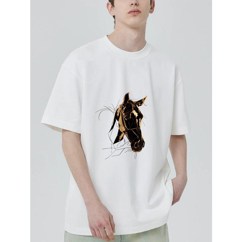 Black T Shirt With Horse Head Graphic Print For Casual Wear