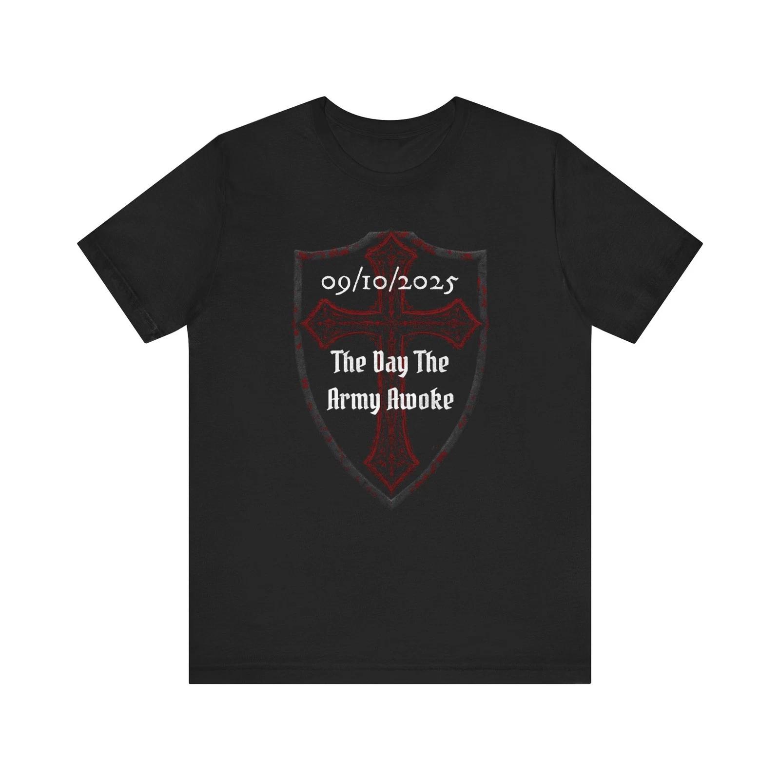 Charlie Kirk The Day The Army Awoke Knights Templar Unisex Memorial 100% Cotton T-shirt Mens Womens Tees Top 4XL