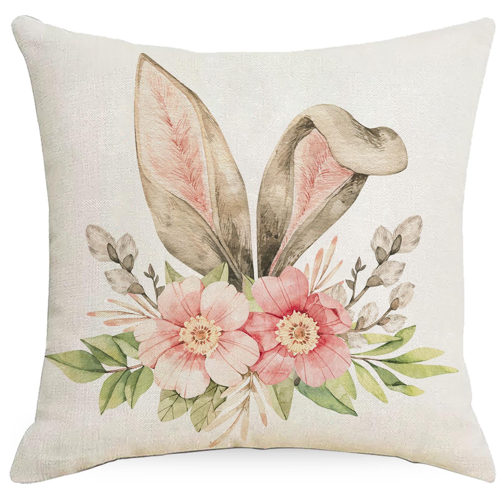 

New Easter Pillow Cushion Cover Easter Egg Rabbit Printed Home Pillow Case Decoration 45 * 45Cm