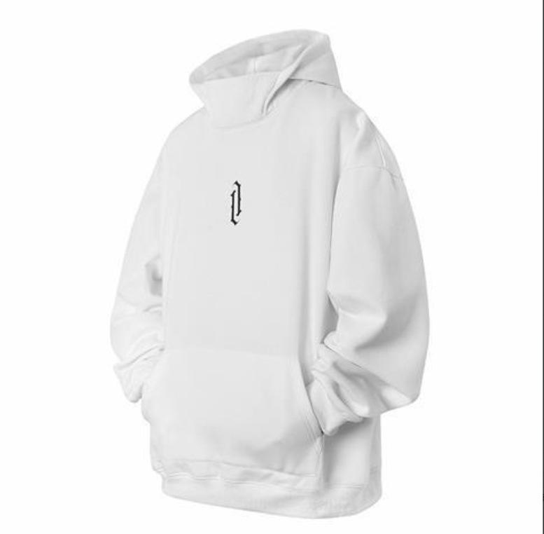 Men's Trendy Motorcycle Hooded Sweatshirt - Spring/Autumn Hip-Hop Style, High Collar, Loose Fit, Available in Light and Plus Velvet Options.