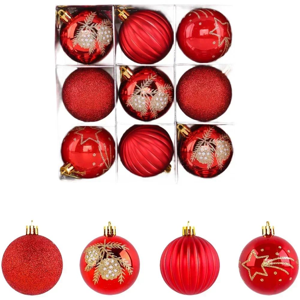 Christmas Decorations Set 9 Pieces Hand Painted Ornaments with Electroplated for Window Display and Tree Hanging