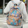 Women Large Capacity Backpack Men's Graffiti Print Backpack Student Schoolbag