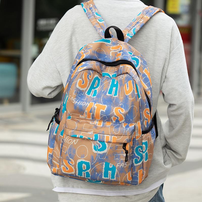 Women Large Capacity Backpack Men's Graffiti Print Backpack Student Schoolbag
