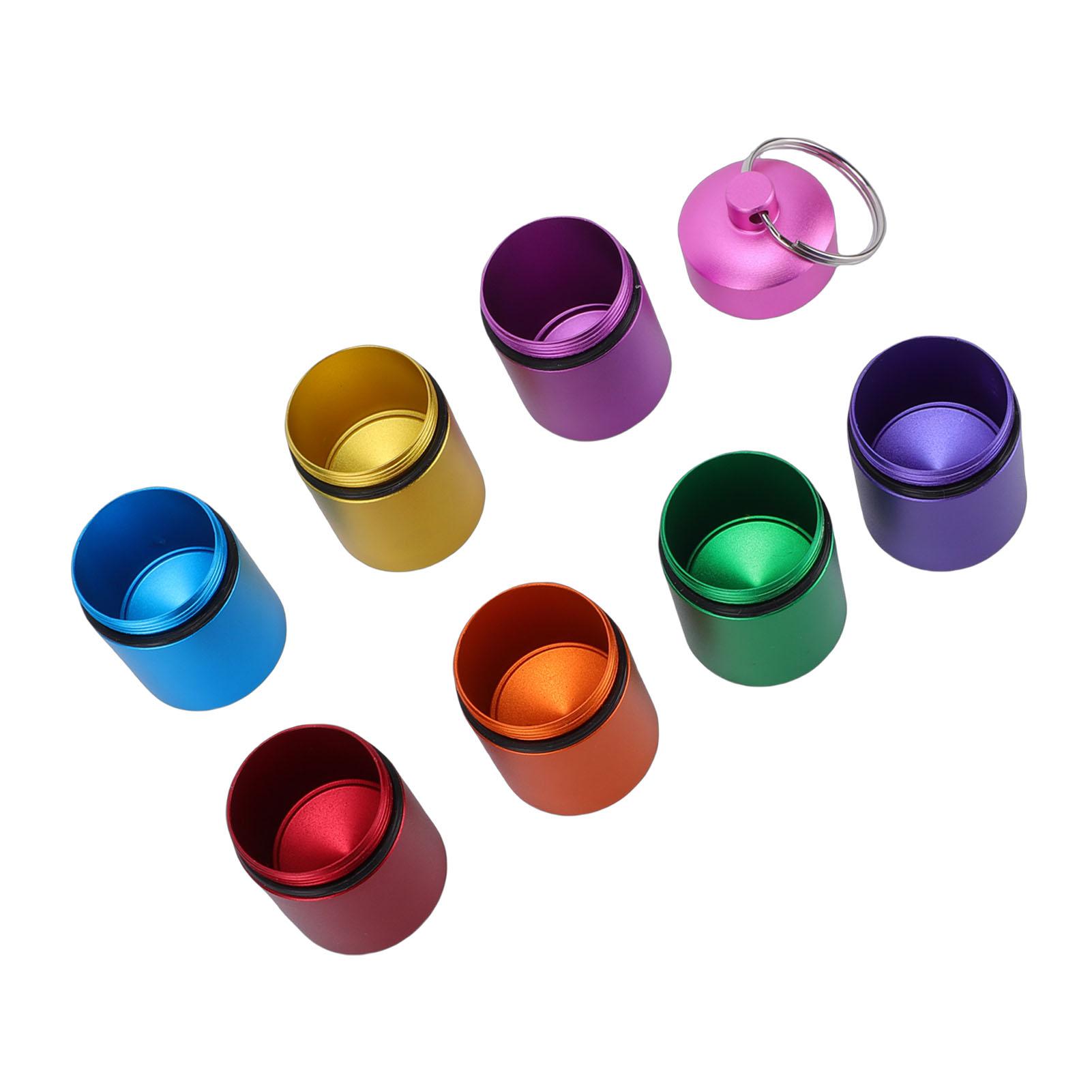 

7 Compartment Storage Tube with Lanyard Portable Water Proof Metal Container for Travel Outdoor Sports